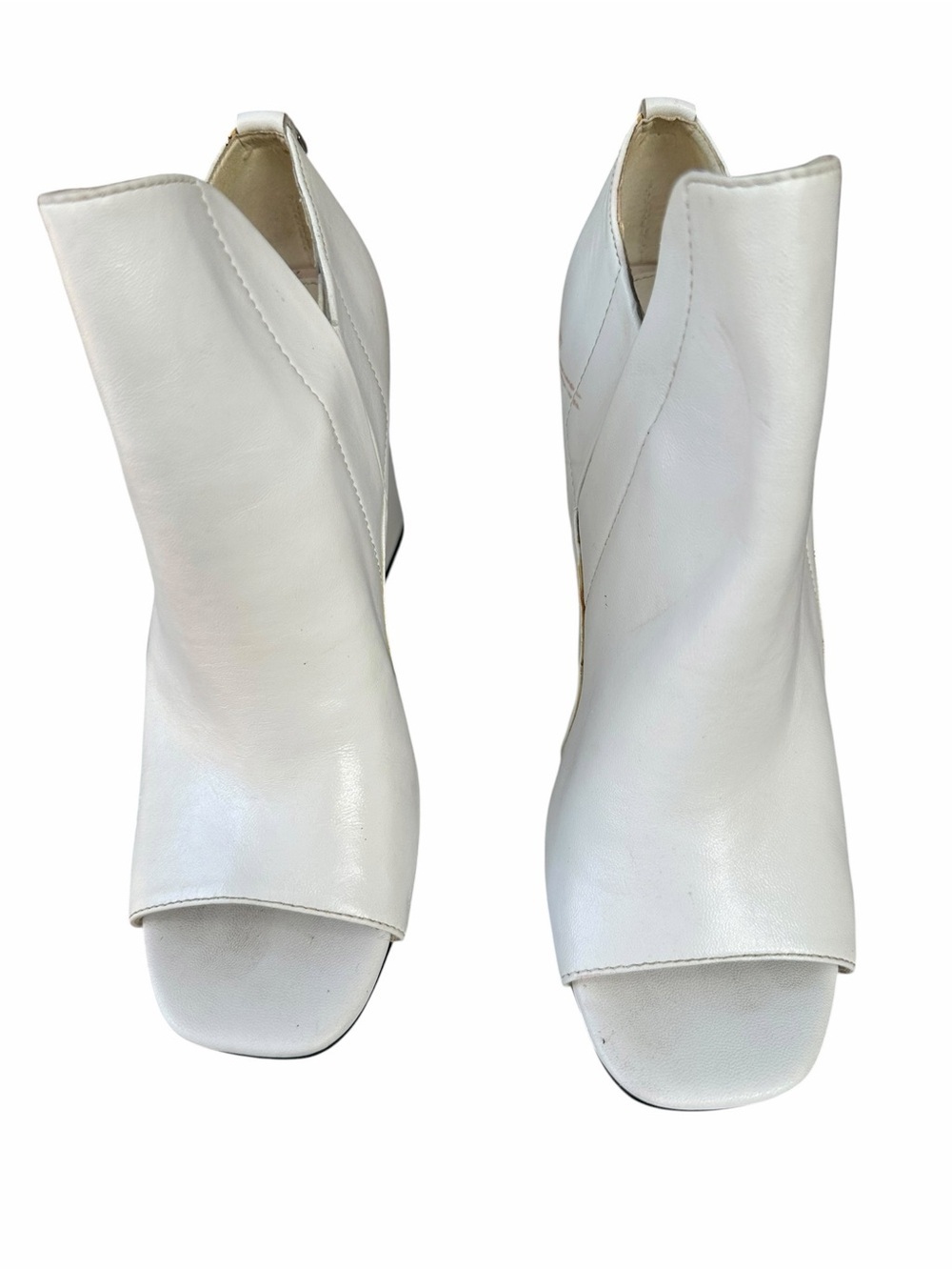 Calvin Klein White Peep-Toe Ankle Block Heels